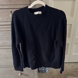 Everlane Women's Black Honeycomb Crewneck cotton Sweater